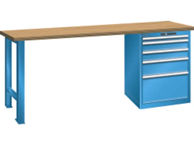 Établi Hxlxp 850X2000X800Mm 5Tiroirs Code-Lock Hêtre 50Mm Finition R