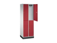 Dubbeldekse garderobekast,RAL 7035/RAL 3003,HxBxD 1950x620x500mm