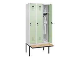 locker met bank,HxBxD 2120x900x815mm,3vak,vak B 300mm,draaigrendel