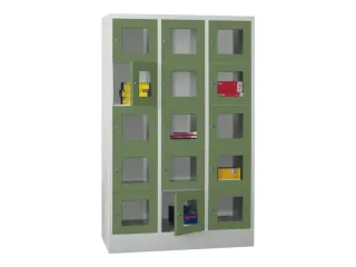 lockerkast,HxBxD 1850x1200x500mm,3x5vakken,RAL7035,front RAL6011 - 2