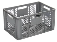 Euronorm Stapelkrat Pe 320x600x400mm 63liter Open Grijs