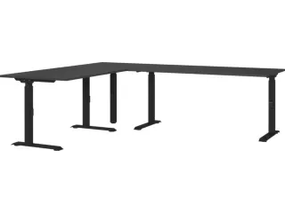 hoekbureau,in h. verstelb.,HxBxD 710-910x2400x2000mm,blad grafiet - 1