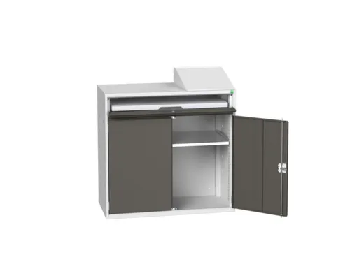 pc-kast 1130x1050x550mm toetsenbordblad RAL7035 + RAL7016