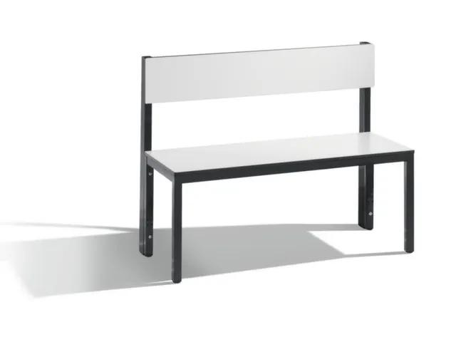 omkleedbank,HxLxD 796x1000x407mm,HPL wit,frame staal RAL7021,leuning