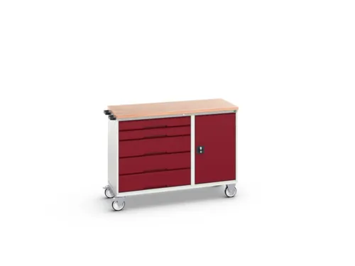 montagetafel 980x1300x600mm multiplexblad 5 laden kast front RAL3004