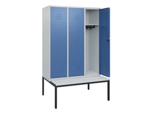 locker met bank,HxBxD 1950x1200x815mm,3vak,vak B 400mm,cil.-slot