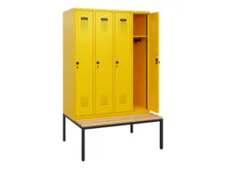 locker met bank,HxBxD 1950x1200x815mm,4vak,vak B 300mm,draaigrendel