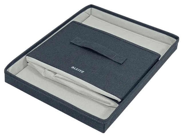Boîte de rangement Leitz tissu avec couvercle 285x203x380mm gris 2pcs
