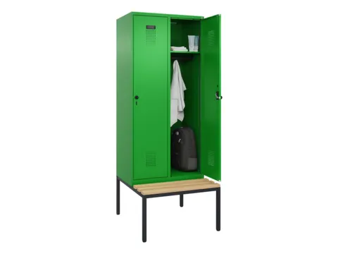 locker met bank,HxBxD 2120x800x815mm,2vak,vak B 400mm,draaigrendel