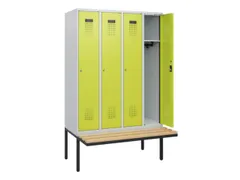locker met bank,HxBxD 1950x1200x815mm,4vak,vak B 300mm,cilinderslot