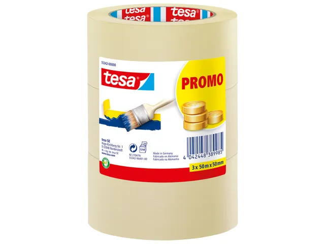 Afplaktape Tesa 55342 basic promo 50mmx50m 3rollen