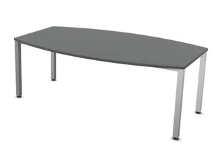 vergadertafel HxBxD 74x200x120cm vatvormig MS-donkergrijs 4voeten Alu - 1