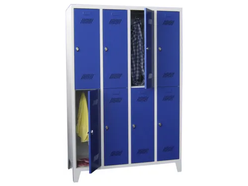 dubbeldekse locker,HxBxD 1850x1200x500mm,4x2vak.,RAL7035,front RAL7035