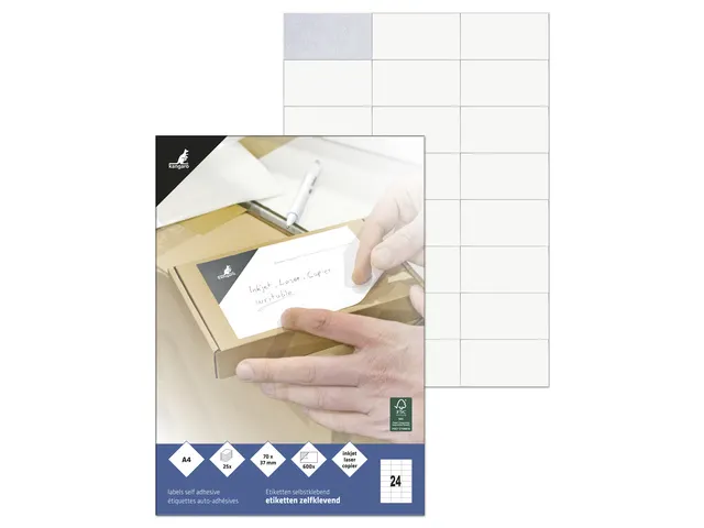 Etiket Kangaro ILK 70x37mm doos à 25 vel 24 etiketten per A4 vel