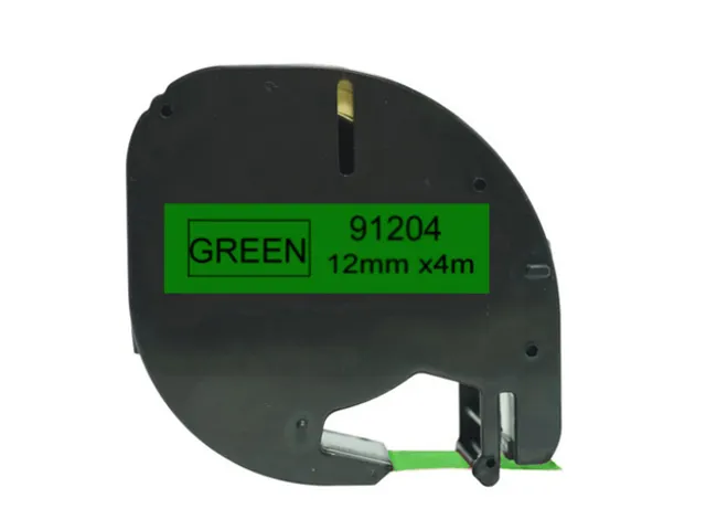 Labeltape Dymo Compatible Letratag 91204 12mm Zwart Op Groen