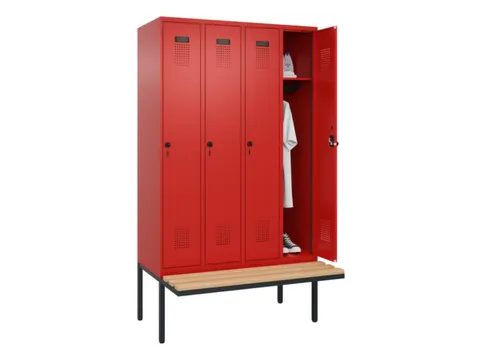 locker met bank,HxBxD 2120x1200x815mm,4vak,vak B 300mm,draaigrendel