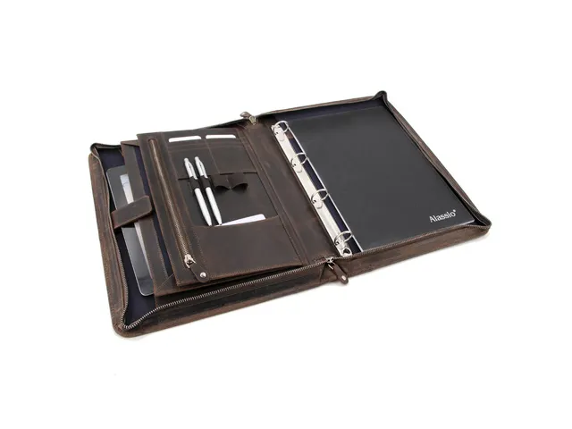 Conferentiemap Roberto Romano JUVE bruin echt leer 36x27.5x5cm
