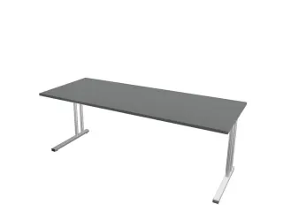 In hoogte verstelbaar bureau,HxBxD 720-840x2000x800mm,MS-donkergrijs - 2