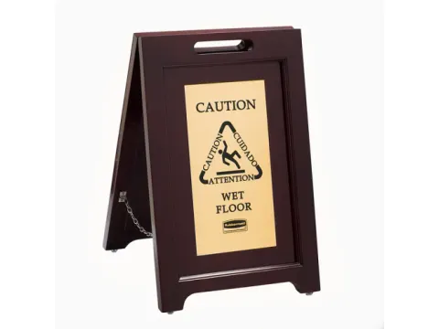 Tweezijdig Waarschuwingsbord Hout Goud