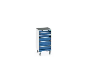 ladekast verrijdbaar 980x525x525mm 5laden RAL7035 front RAL5010 - 8