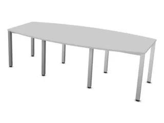 vergadertafel HxBxD 74x240x120cm vatvormig MP-lichtgrijs Alu 4voeten - 1