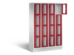 Lockerkast 1800x1190x500mm 4x4 vakken Cilinderslot, Sokkel, RAL3003