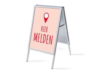 Stoepbord A1 complete set met print "Hier melden" Rood - 1