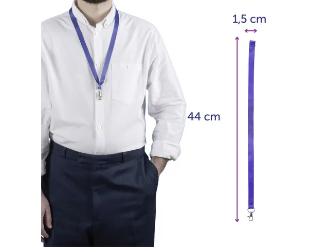 Lanyard Avery rPET blauw 440x15mm met karabijnhaak 10 stuks