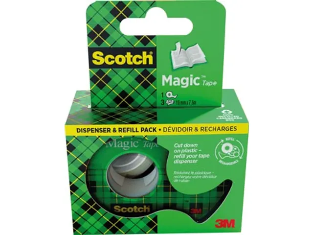Magic Tape plakb 19mmx75m disp+3 rol ophangb