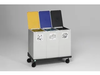 Afvalverzamelaar 3-voudig moduul HxBxD 570x760x405mm 40 liter grijs - 3