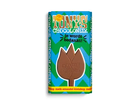 Chocolade Tony's Chocolonely "Je wordt bedankt" Melk karamel biscuit