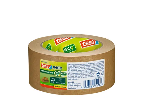 Verpakkingstape Tesapack Papier Standard 50mmx50m bruin ecoLogo