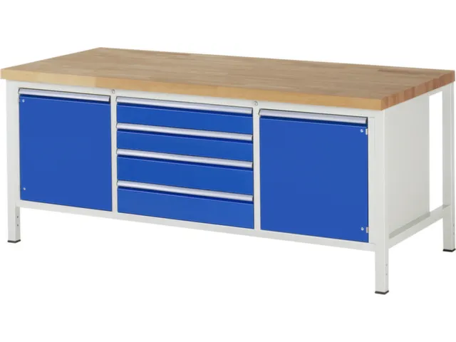 werkbank,HxBxD 840-1040x2000x900mm,beukblad,draagverm. 1250kg,4voeten