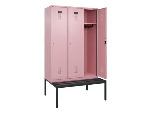 locker met bank,HxBxD 2120x1200x815mm,3vak,vak B 400mm,cilinderslot