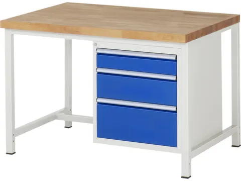 werkbank,HxBxD 840-1040x1250x900mm,beukblad,draagverm. 1250kg,4voeten