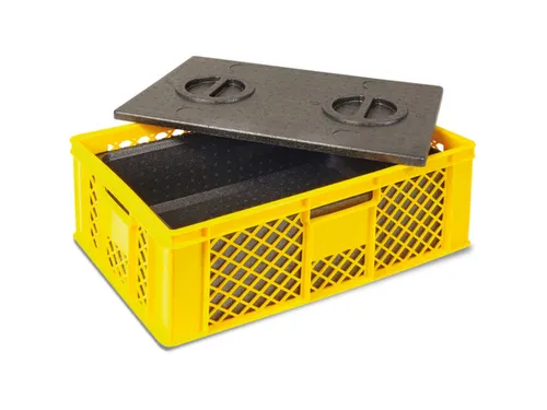 Euronorm-stapelbak,m. isoleerbox,HxLxB 240x600x400mm,20l,PE,geel