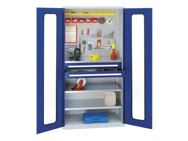 Materiaalkast Vensterdeuren Staal Hxbxd 1950x1000x600mm 2laden Ral5010