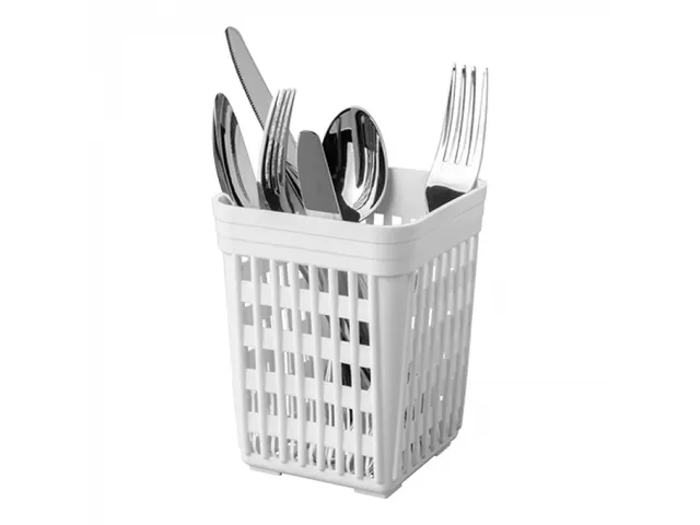 Bestekbeker vierkant kunststof Wit 14x11x11cm