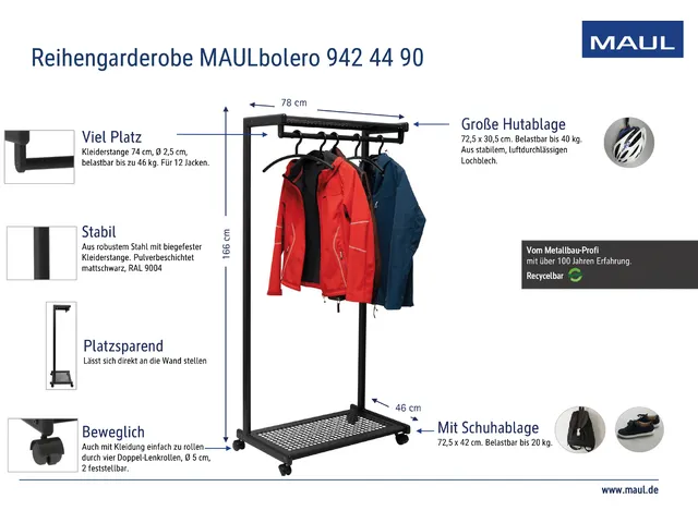 Garderoberek MAUL Bolero 166x78x46cm mobiel