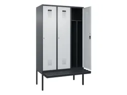 locker met bank,voor scheiding van kleding,HxBxD 2120x1200x815mm,3vak
