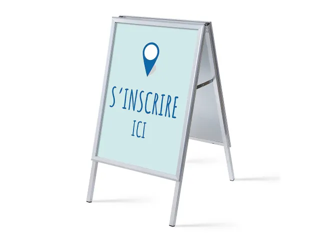 Stoepbord A1 complete set met print "S'incrire ici" Blauw