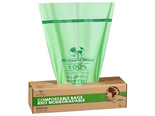 Afvalzak bio Mr. Green Mind 60x80cm 60 liter dispenser 60 stuks