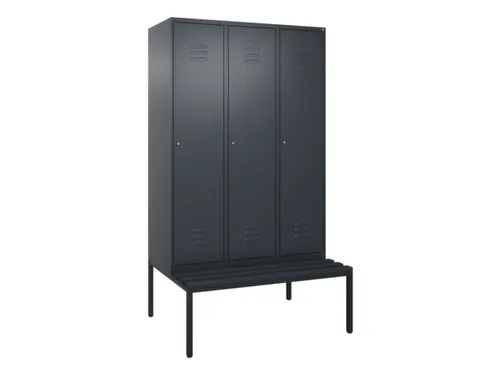 locker met bank,HxBxD 2120x1200x815mm,3vak,vak B 400mm,cil.-slot