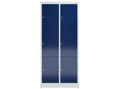 Lockerkast 1800x800x500mm 2x3 vakken cilinderslot, sokkel, RAL5010