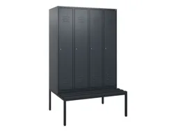locker met bank,HxBxD 1950x1200x815mm,4vak,vak B 300mm,cil.-slot