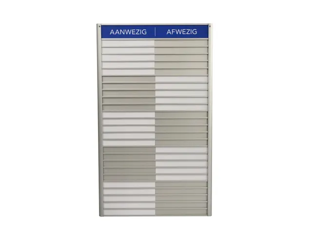 Menoor In-Uit bord 25 namen Aluminium Aanwezig/Afwezig Blauw