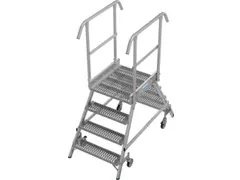 bordestrap,verrijdbaar,bordes H 1m,2x4treden m. R13-laag,aluminium