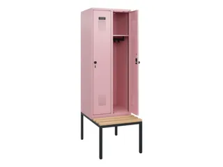 locker met bank,HxBxD 1950x600x815mm,2vak,vak B 300mm,draaigrendel - 1