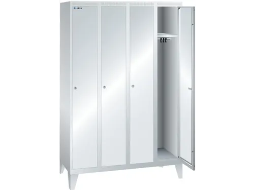 garderobekast,HxBxD 1850x1200x500mm,4vak,vak B 300mm,cil.-slot,voeten