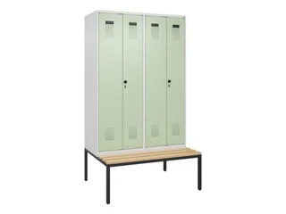 locker met bank,voor scheiding van kleding,HxBxD 2120x1200x815mm,4vak - 2